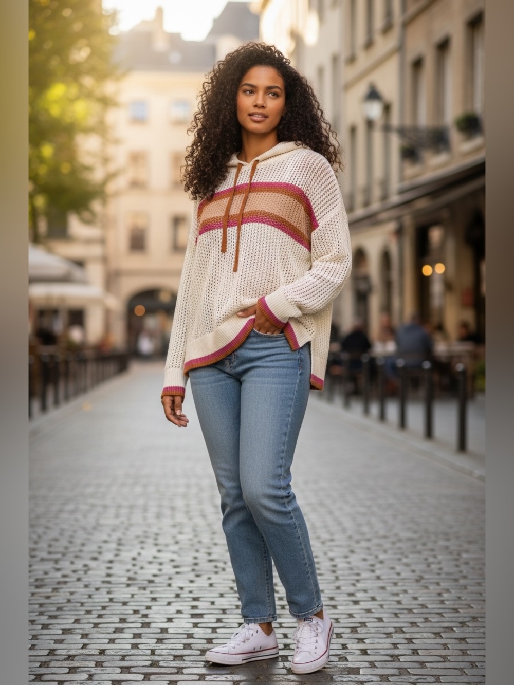 torrid Cream Open-Knit Hoodie